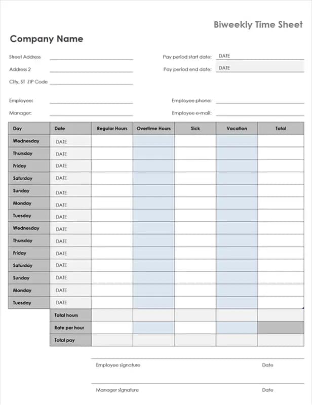 Tweewekelijkse Urenregistratie met Ziekteverlof en Vakantie